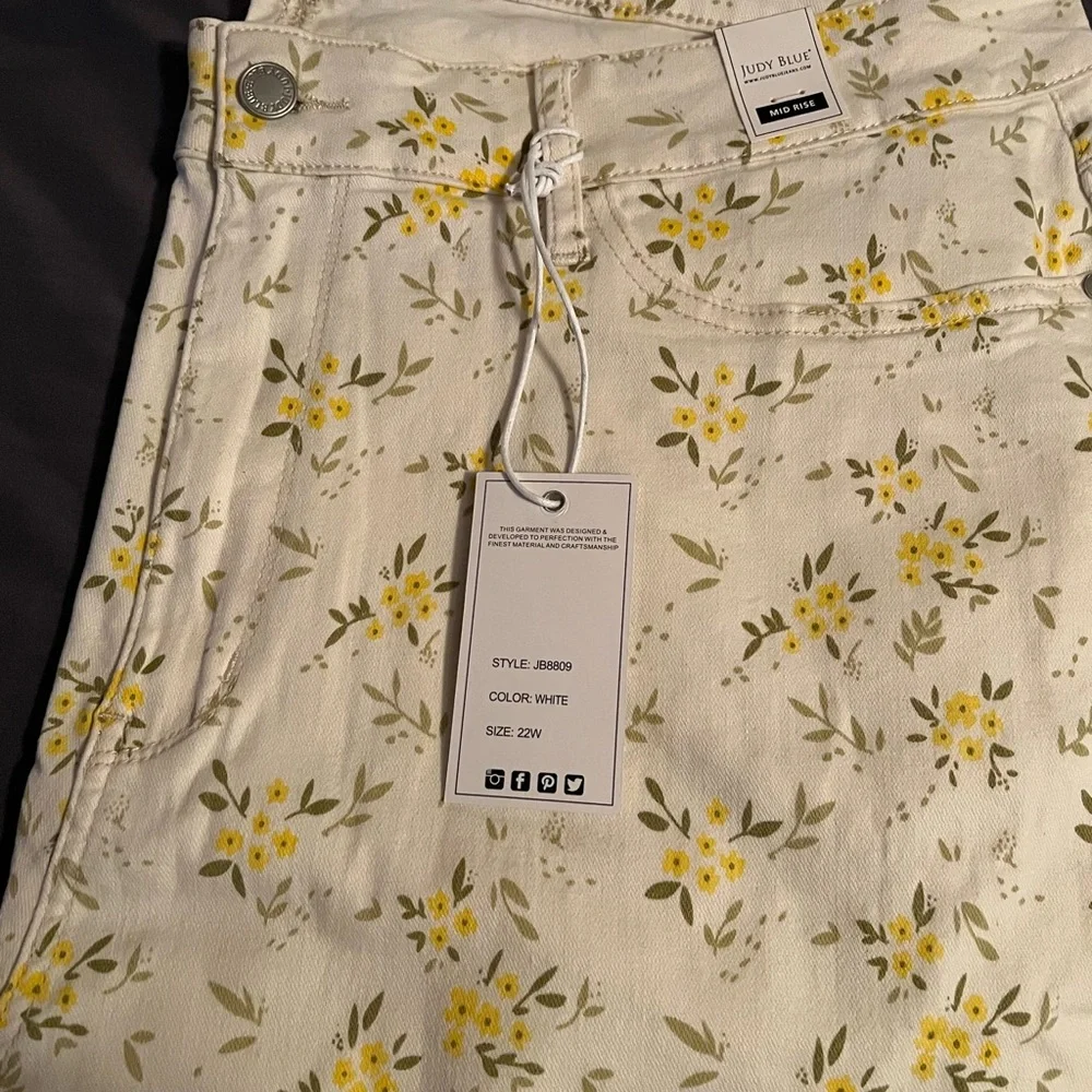 Judy Blue Floral Pants - Yellow and Green - Picture 4 of 4